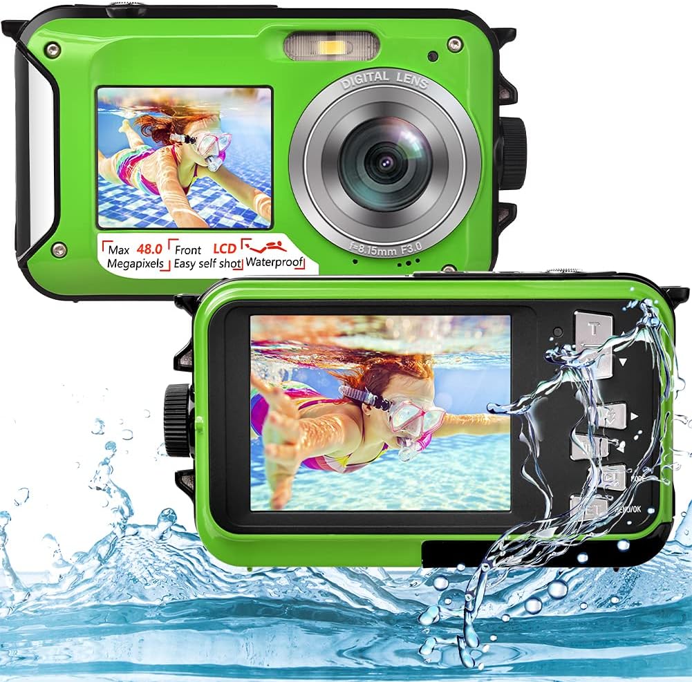 Underwater Camera 2.7K 48MP Waterproof Dual Screen Digital with 16X Digital Zoom T20099