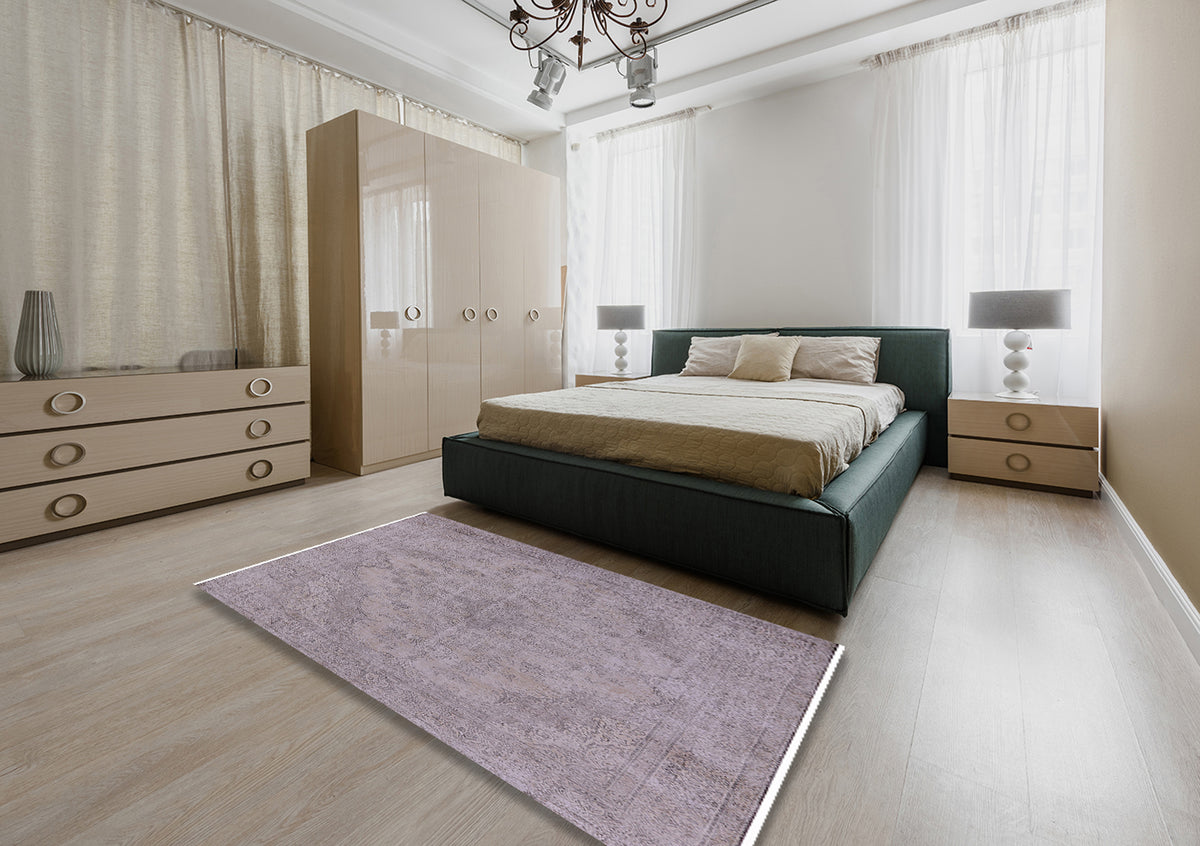 Silver Pink Rectangle Area Rug F305391