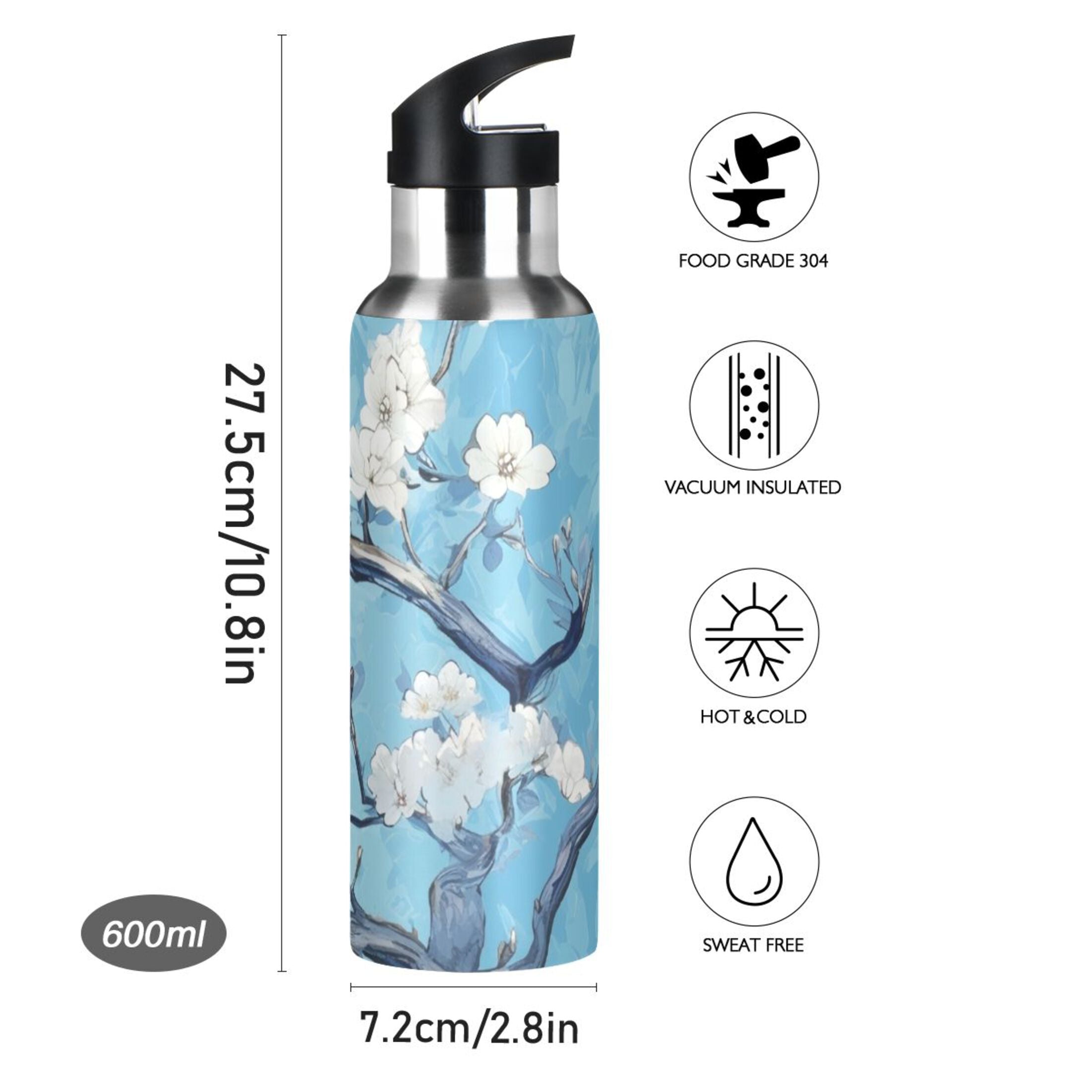 Insulated Stainless Steel Water Bottle with Straw Lid 20 oz U592182