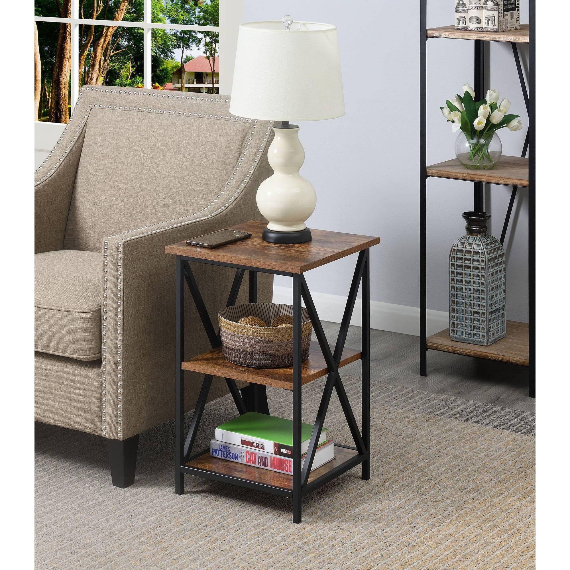3 Tier End Table Barnwood/Black Z3500
