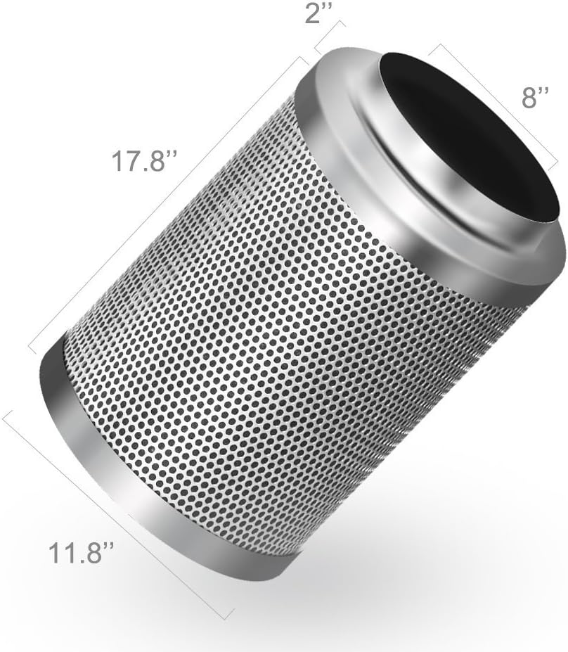 6 Inch 442 CFM Inline Fan Carbon Filter 16 Feet Ducting Combo with Humidity Monitor, Grey D21550