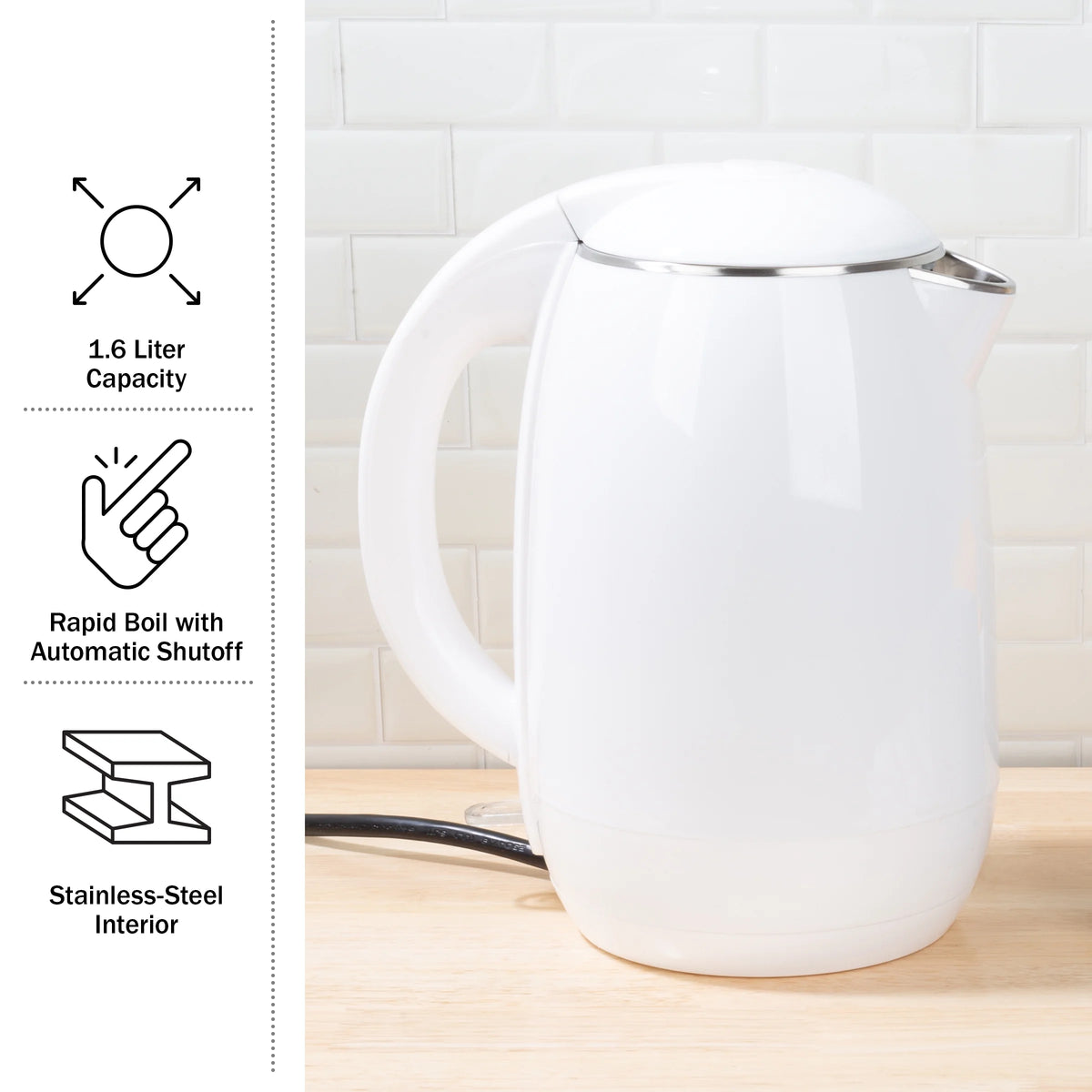 White 1.8L Electric Kettle T790
