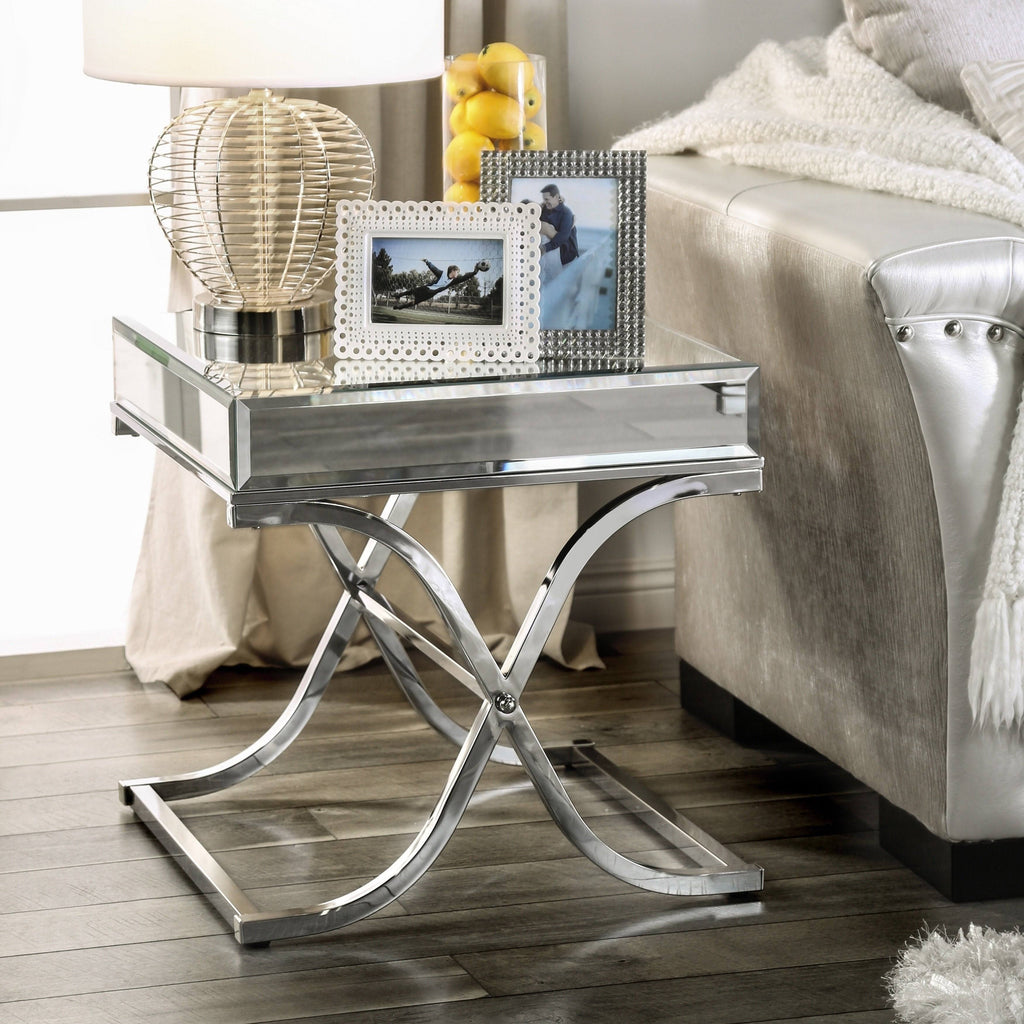 Chrome Metal Square End Table L629151
