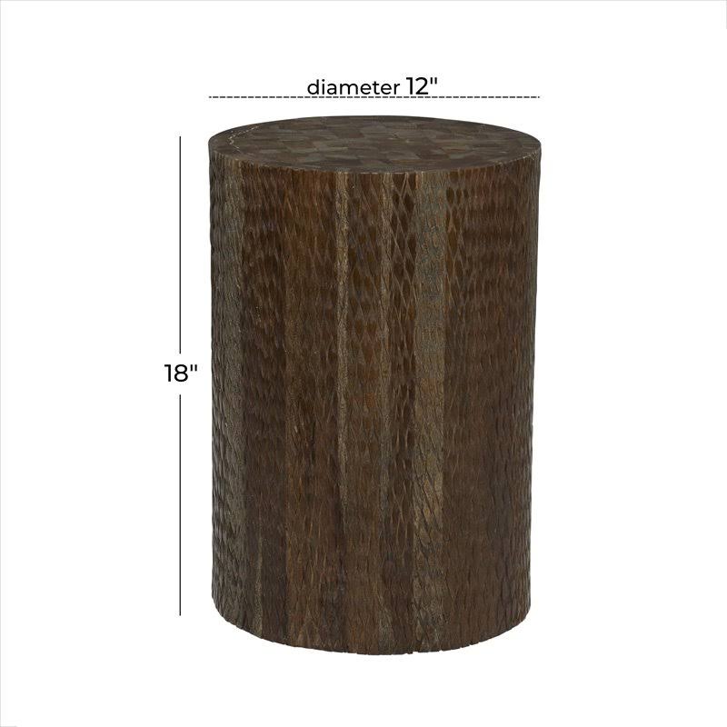 Brown Teak Wood Coastal Stool Q36946