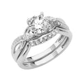 14k White Gold Cubic Zirconia Engagement Ring Bridal Set O61790
