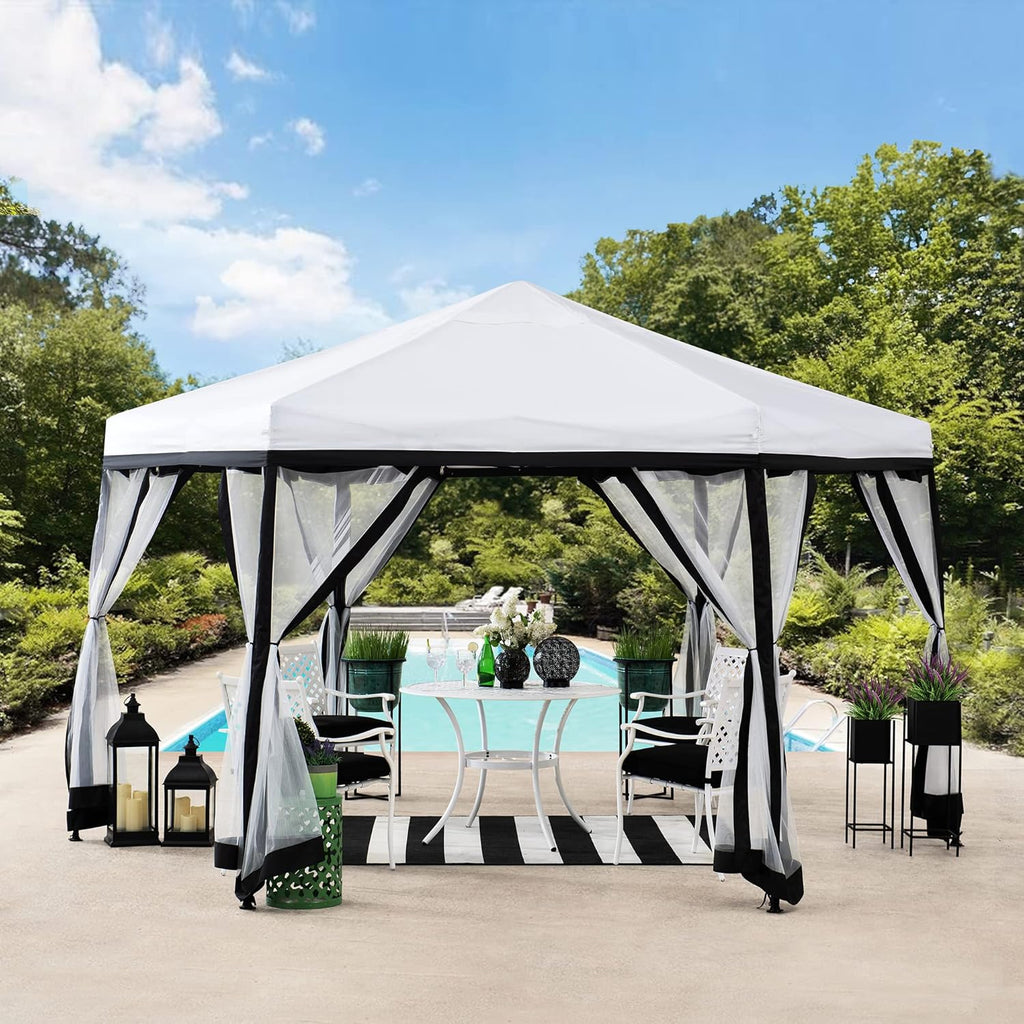 11x11 ft. 2-Tone Pop Up Hexagon Steel Gazebo F329