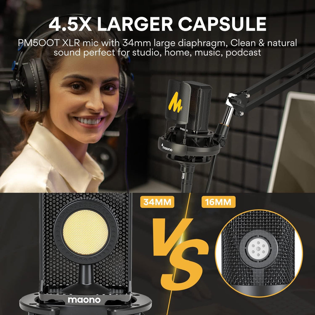 Pack of 2 XLR Condenser Microphone with 34mm Large Diaphragm Cardioid Studio Mic D398880