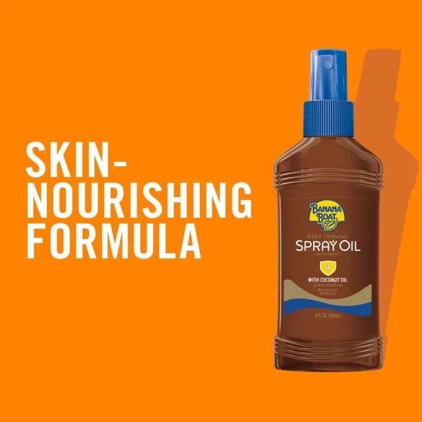 6 Pack Banana Boat Deep Tanning Oil Spray SPF 4, 8 Oz Each G378367