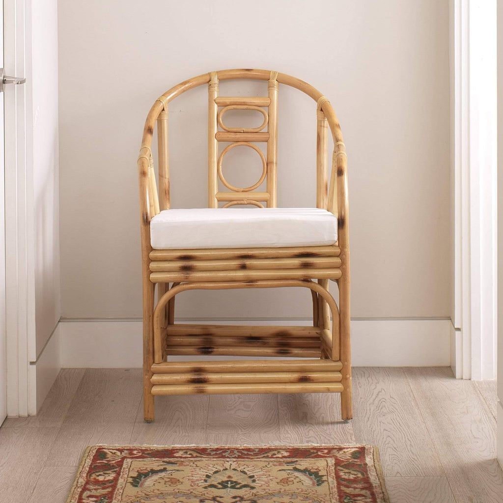 Burnt Tortoiseshell Rattan Round Back Arm Chair S788