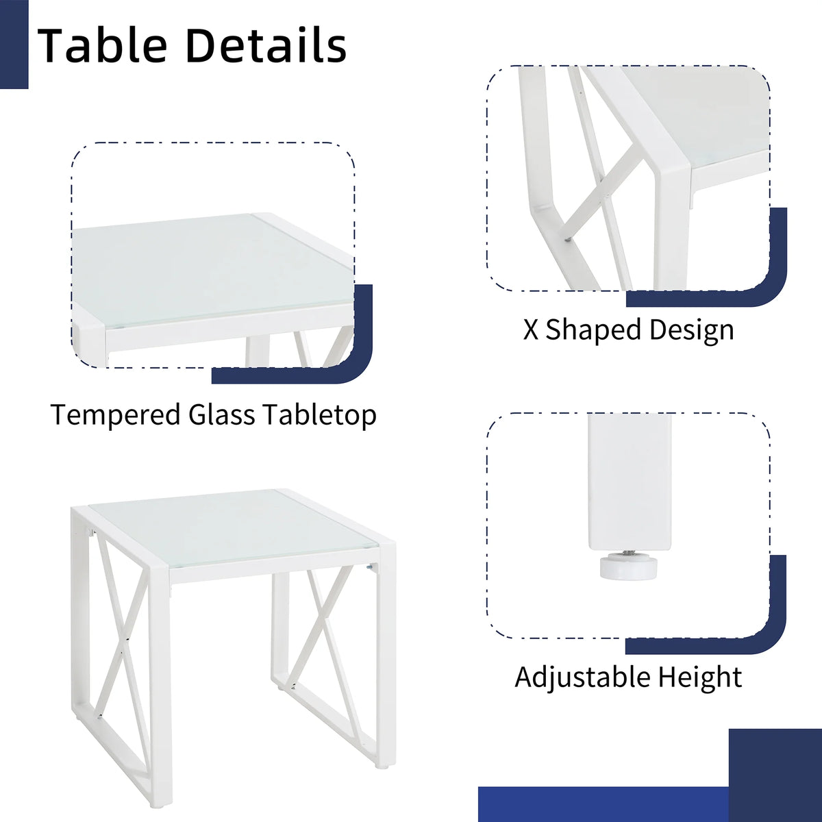 5-Piece Patio Furniture Set with Loveseat Sofa Coffee Table Metal Navy Blue K73097