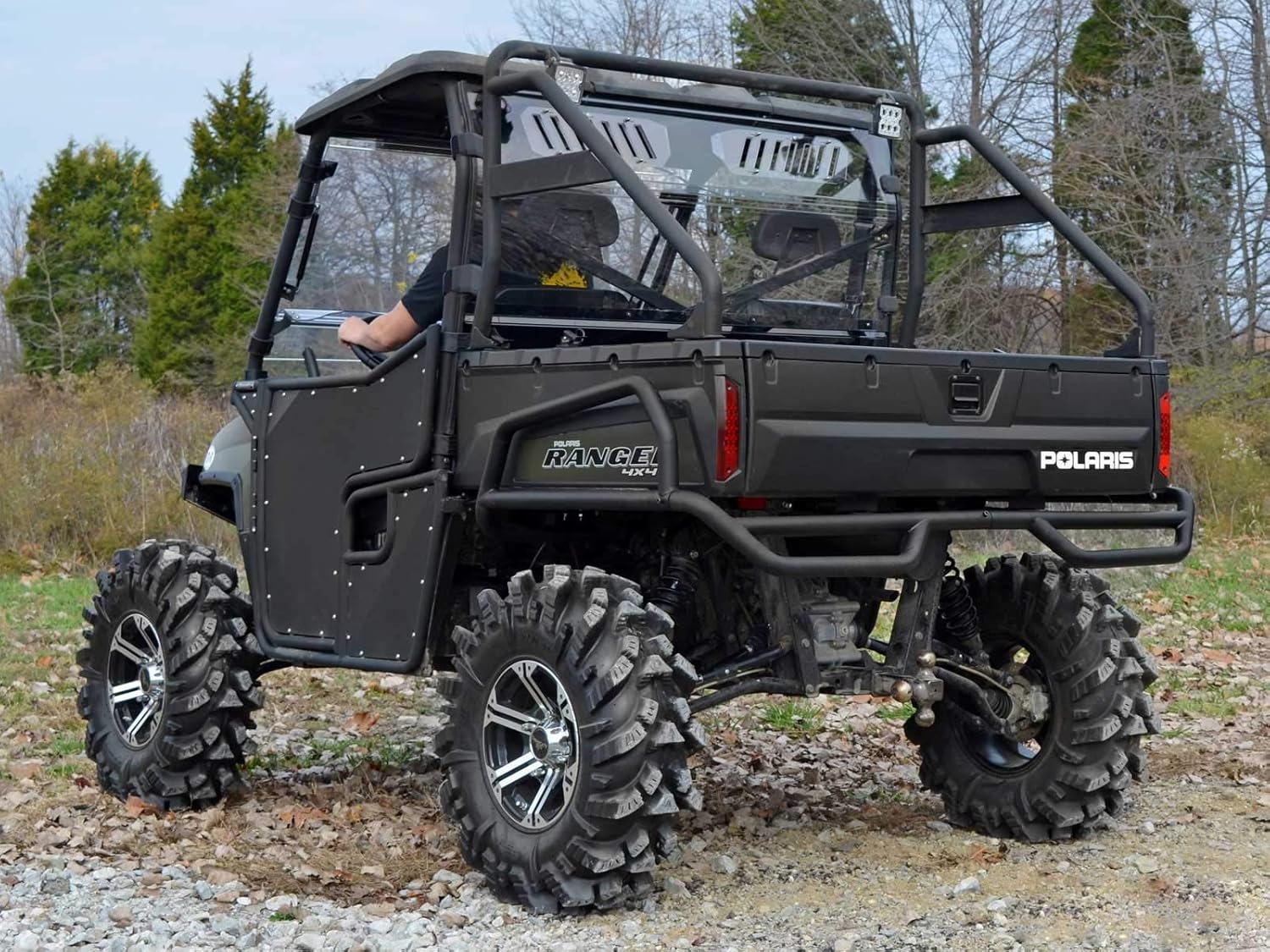 Vented Rear Windshield for Polaris Ranger Full Size 570 / Crew, 1/4” Clear Polycarbonate with Sliding Vents G56051