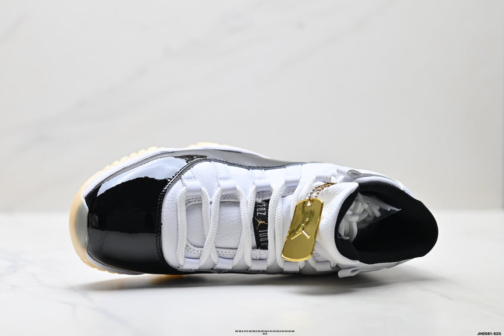 Air Jordan 11 Retro White Black Sail and Gold Unisex Sneakers Style 03