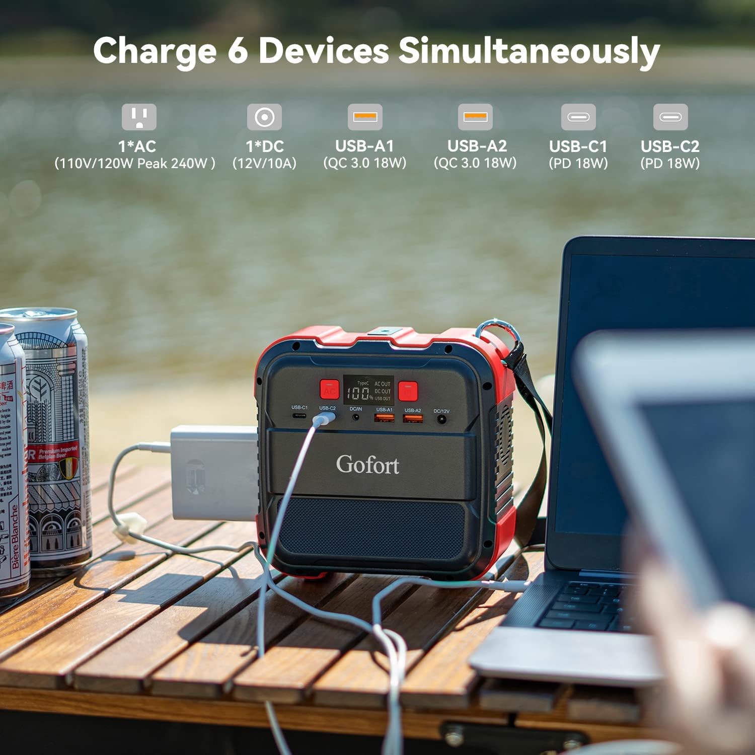 Portable Power Station 26400mAh 98Wh 120W Peak 240W 110V AC Outlets Battery Pack with Flashlight DC QC PD X628