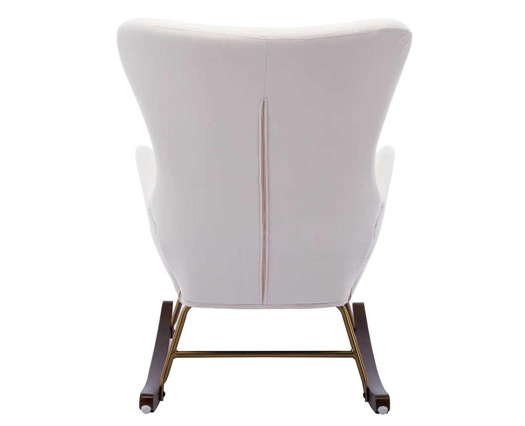 Cream Velvet Wingback Rocking Chair G82582