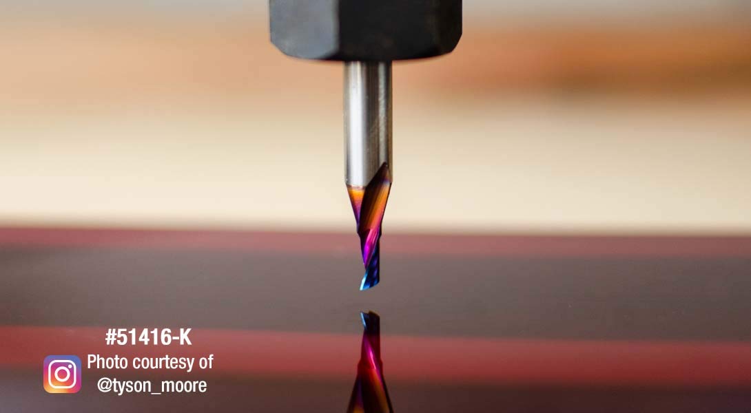 Solid Carbide Spiral CNC Router Bit O-Flute Up-Cut 1/32 Dia x 3/16 x 1/4 Shank x 2 Inch Long K23029
