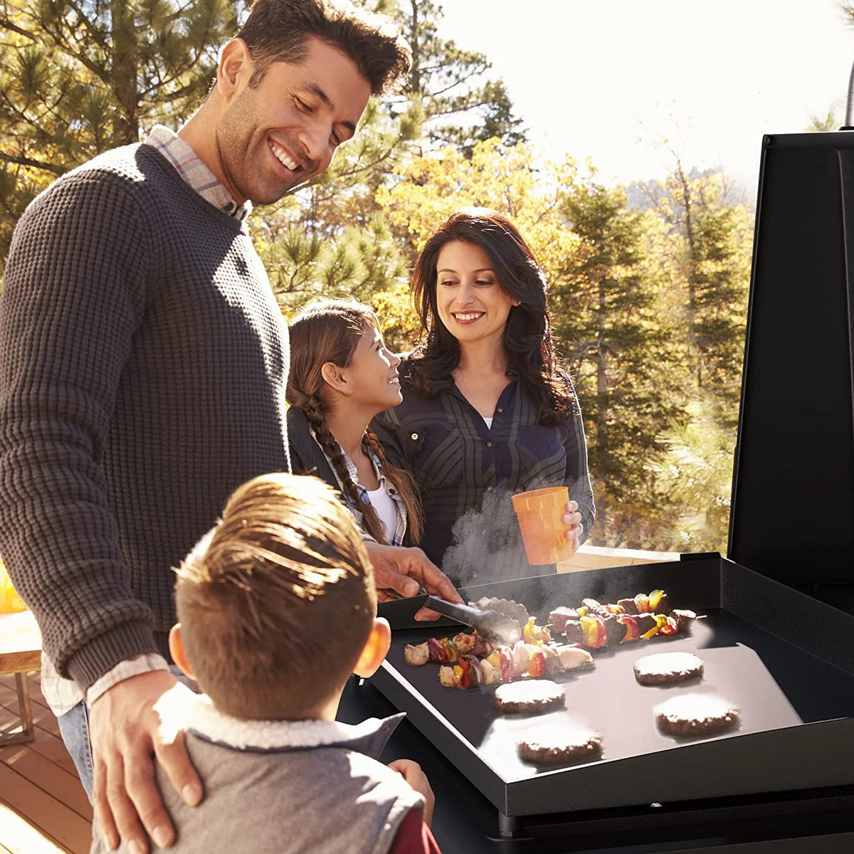 3 Burner BBQ Propane Gas Grill, Stainless Steel, Black P529