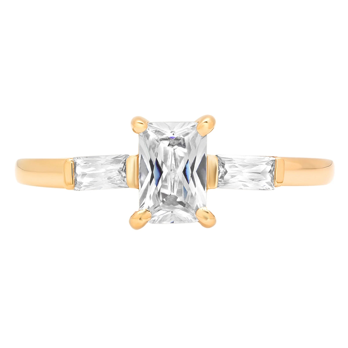 18K Yellow Gold Three-Stone Diamond Engagement Ring L2796