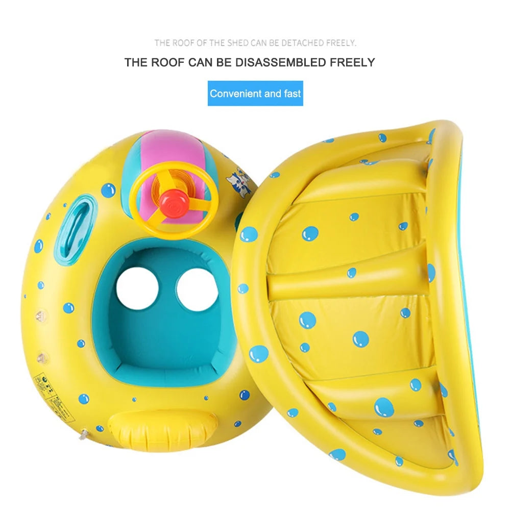 Inflatable Swimming Ring with Sunshade Water Float Toy Z61741