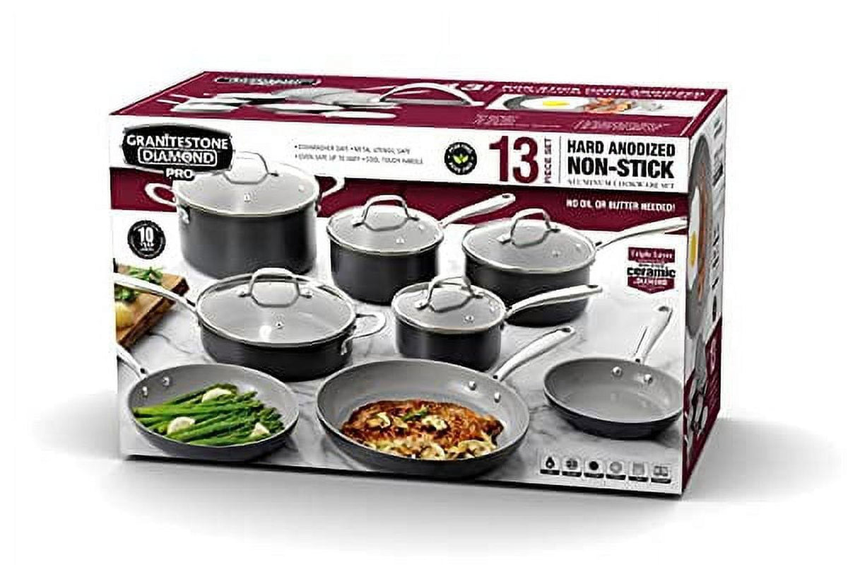 13 Piece Nonstick Hard Anodized Cookware Set M4118