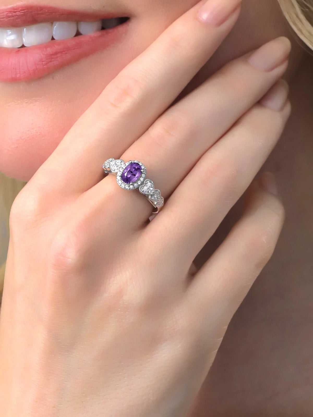 925 Sterling Silver Purple Amethyst Engagement Ring G39553