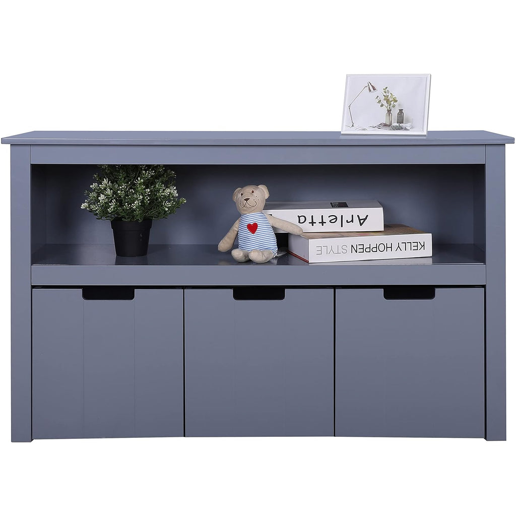 Espresso Toy Box Organizer Storage Cabinet with Movable Drawers and Open Storage Cube Shelf E86357
