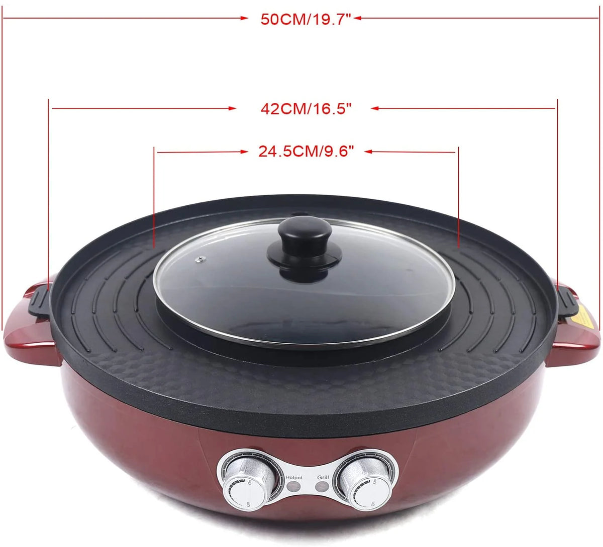 2in1 Electric Grill and Hot Pot Barbecue BBQ Grill Pan Soup Shabu Pot 2200W 110V A138