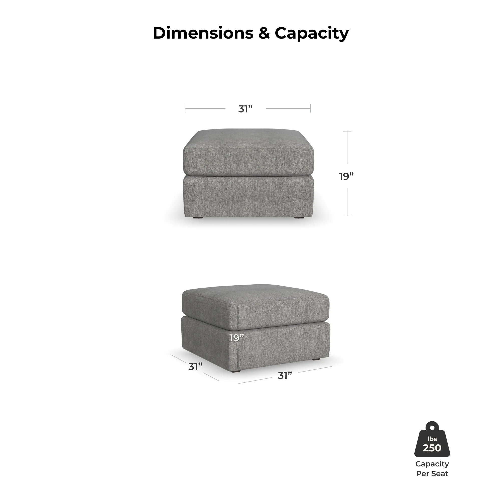 Gray Square Bumper Ottoman with Performance Fabric L170652
