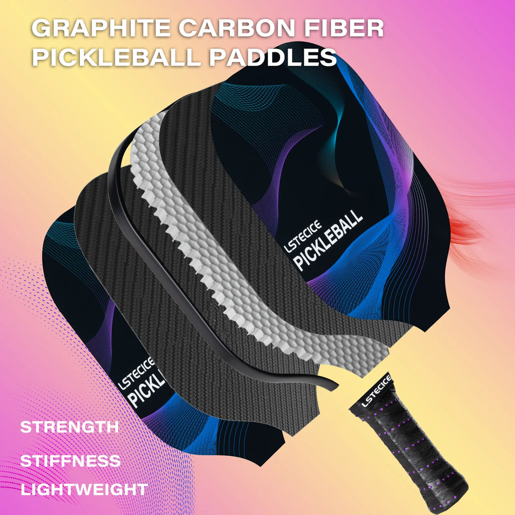 Purple Graphite Pickleball Paddles Set of 2 with Carry Case O118878