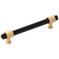 Brushed Golden Brass Pull with Opaque Black Glass Y785