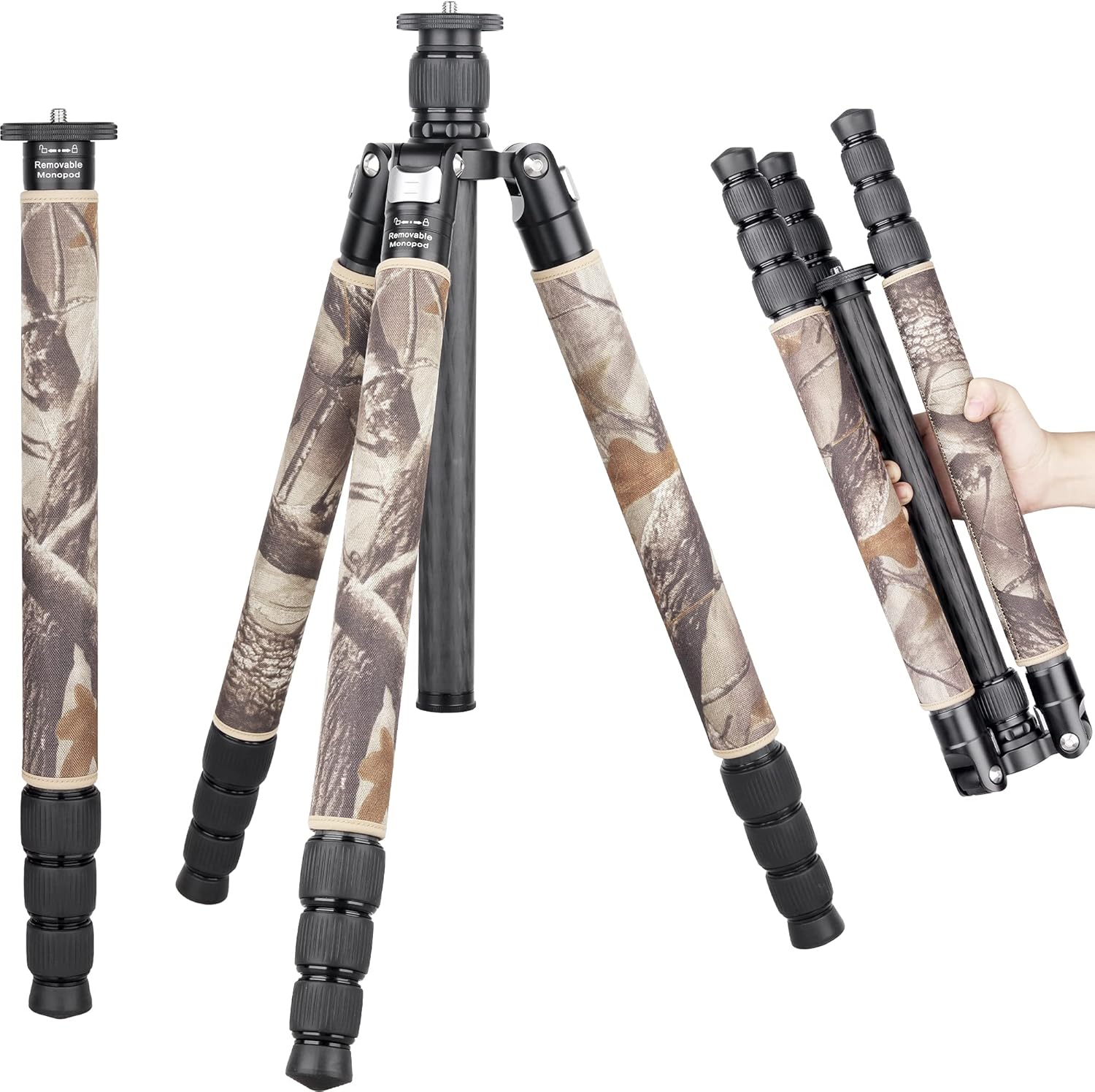 Carbon Fiber Tripod Monopod Heavy Duty Stand with 360° Panoramic Ballhead Z31045
