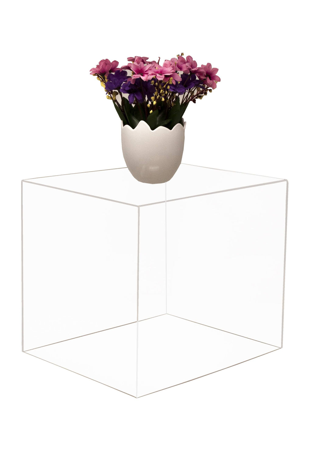 Clear Acrylic Display Case - Medium Rectangle Box with Gold Risers 12.25 inch x 10 inch x 10.5 inch R72258