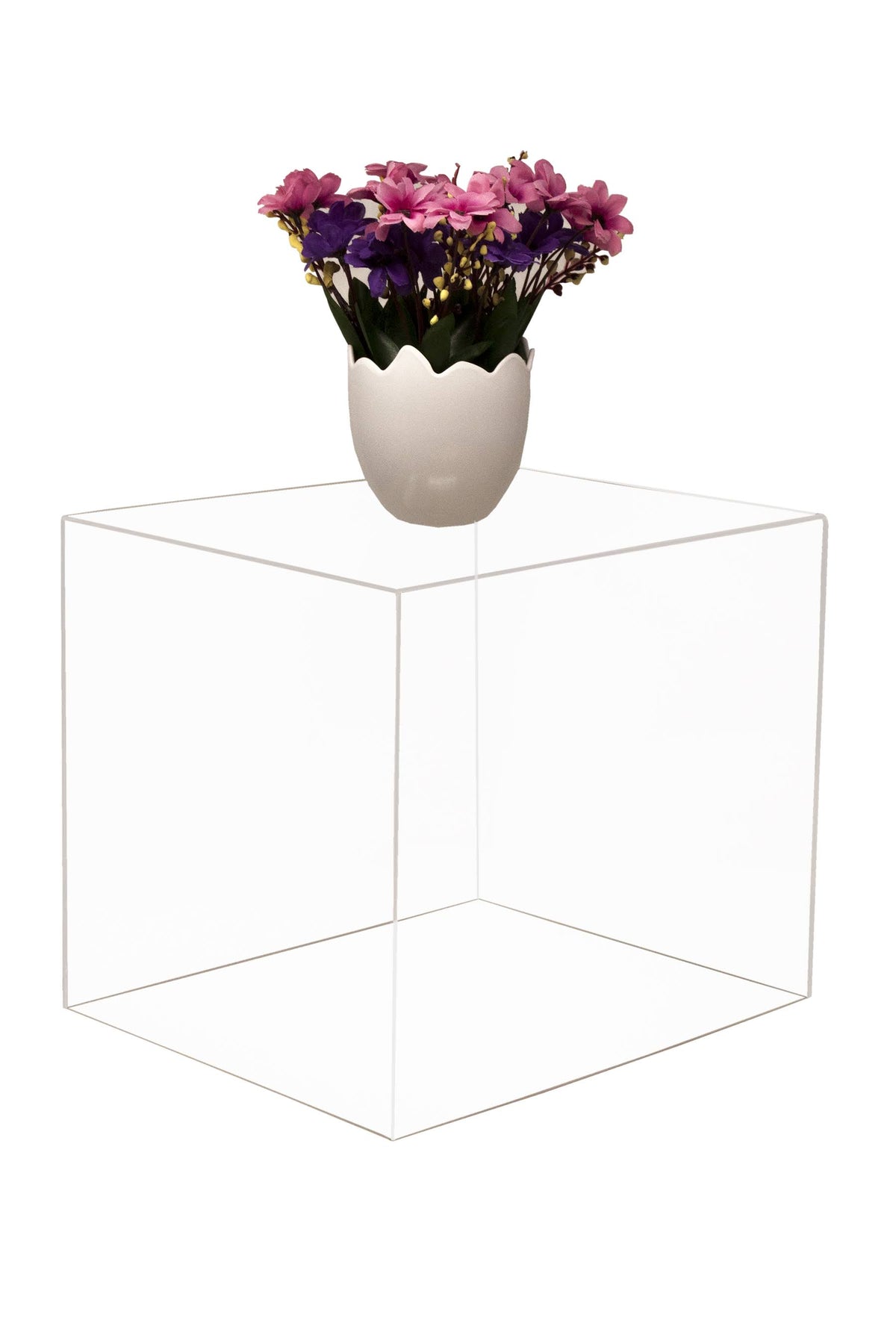 Clear Acrylic Display Case - Medium Rectangle Box with Gold Risers 12.25 inch x 10 inch x 10.5 inch R72258