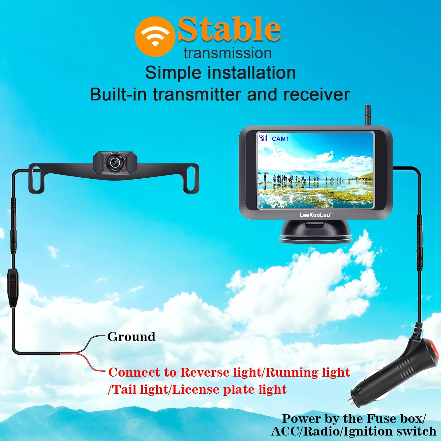 Wireless Backup Camera System with 5'' Monitor Night Vision Two Channels Pack of 2 G90232