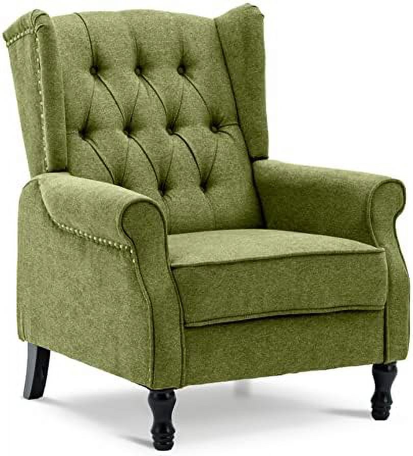 Yellow Linen Accent Chair with Wooden Legs M969