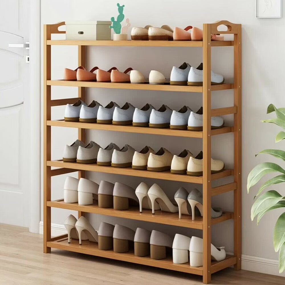 6 Tier Natural Bamboo Wooden Shoe Rack Storage Shelf B801