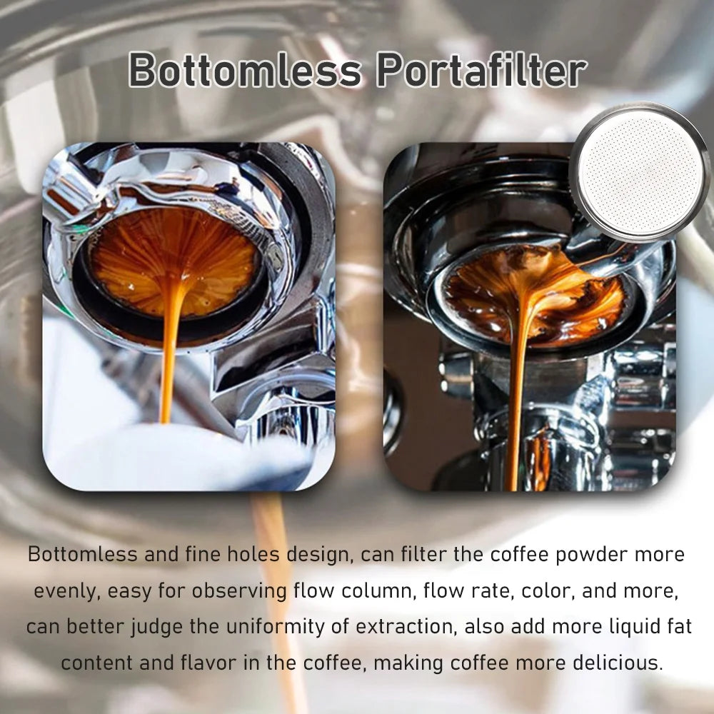 Stainless Steel Bottomless Naked Portafilter with Wooden Handle R9086