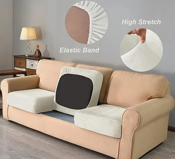White 2 Seat Stretch Sofa Slipcover with Backrest and Cushion Covers P531709