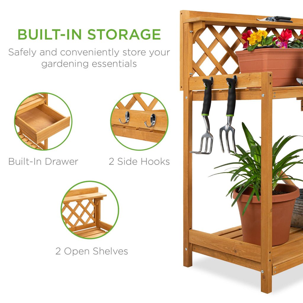 Natural Wood Potting Bench I95603