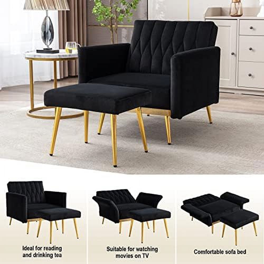 Modern Velvet Single Sofa Chair with Ottoman D5212
