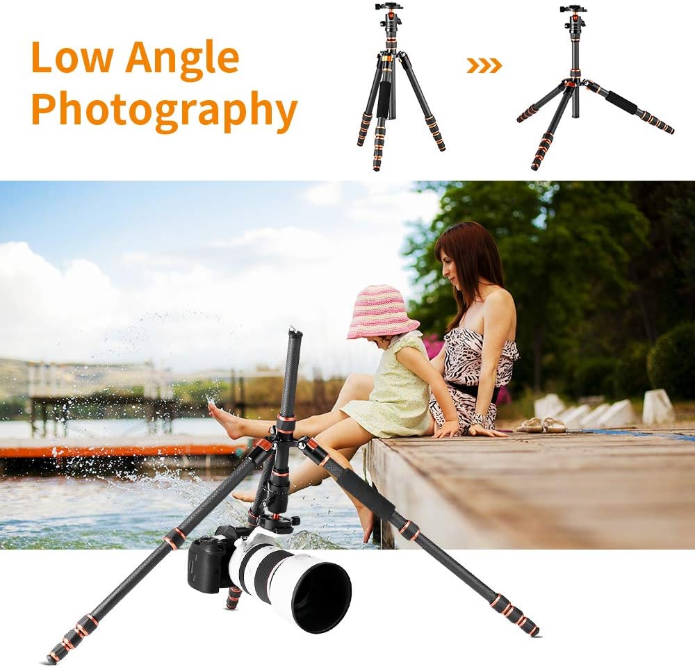 61 inch Carbon Fiber Camera Tripod with 360 Degree Ball Head Q485