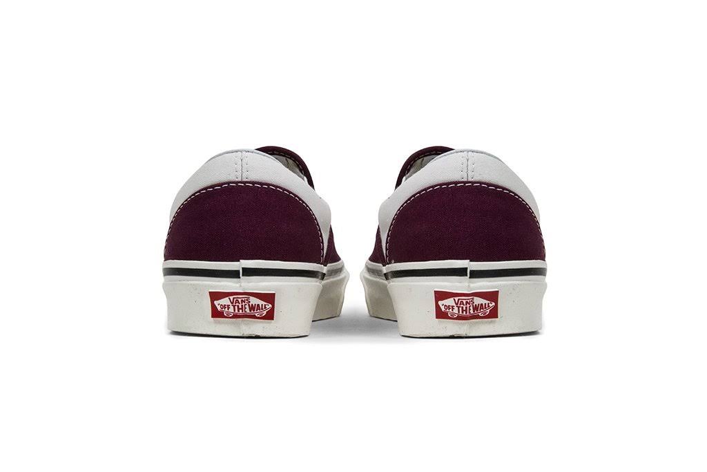 Burgundy White Slip-On Shoes O588896
