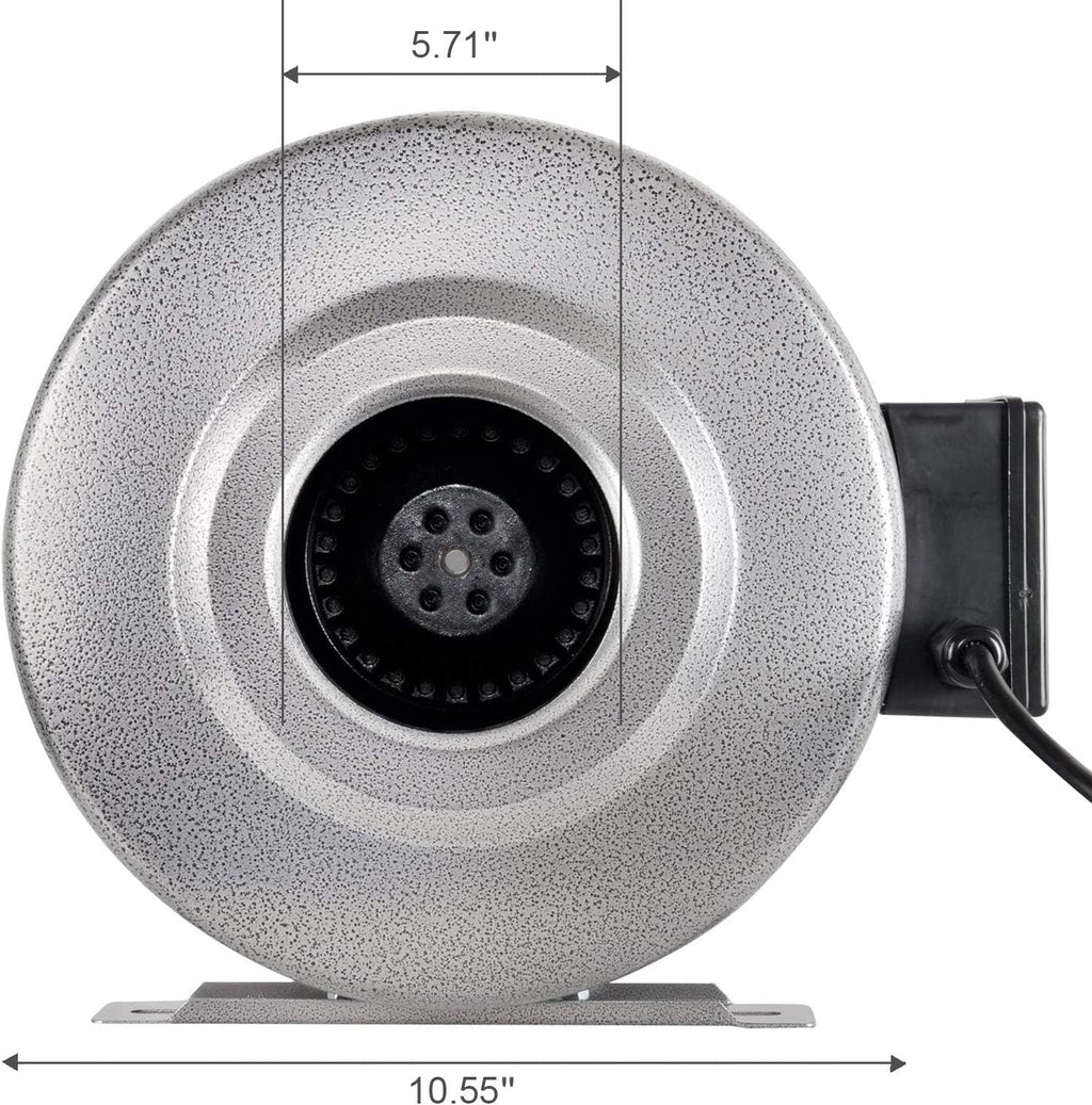 6 Inch 442 CFM Inline Fan Carbon Filter 16 Feet Ducting Combo with Humidity Monitor, Grey D21550