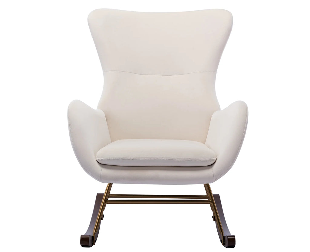 Cream Velvet Wingback Rocking Chair G82582