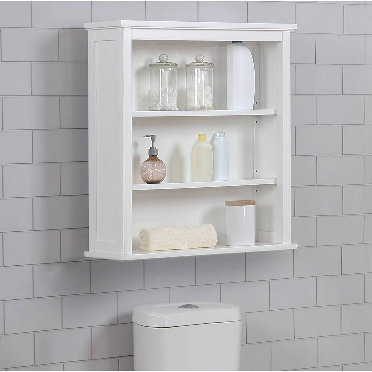Wall Mounted Bath Storage Cabinet with Two Open Shelves X882