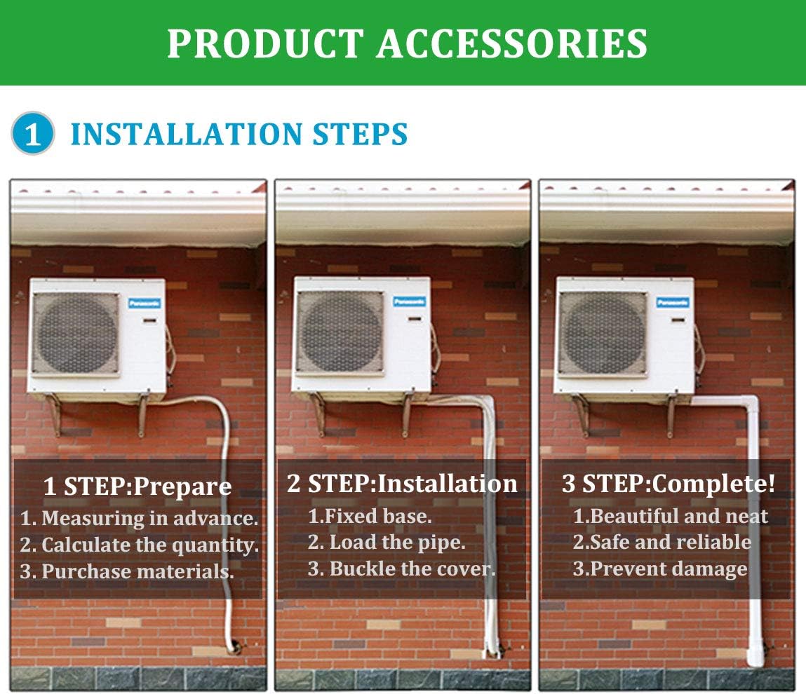 PVC Decorative Line Set Cover Kit for Ductless Mini Split Air Conditioners, Pack of 2 Q477