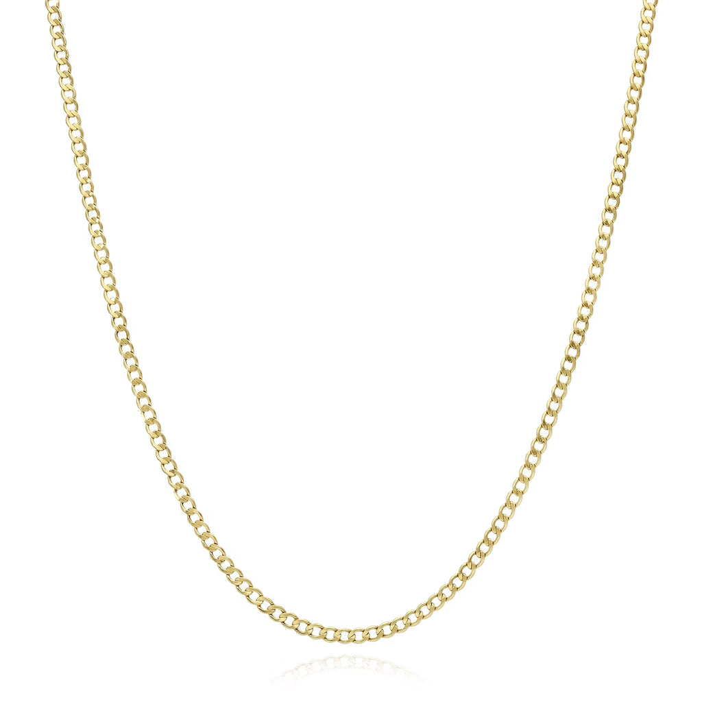 10K Solid Yellow Gold Cuban Curb Link Chain 16" - 26" W167
