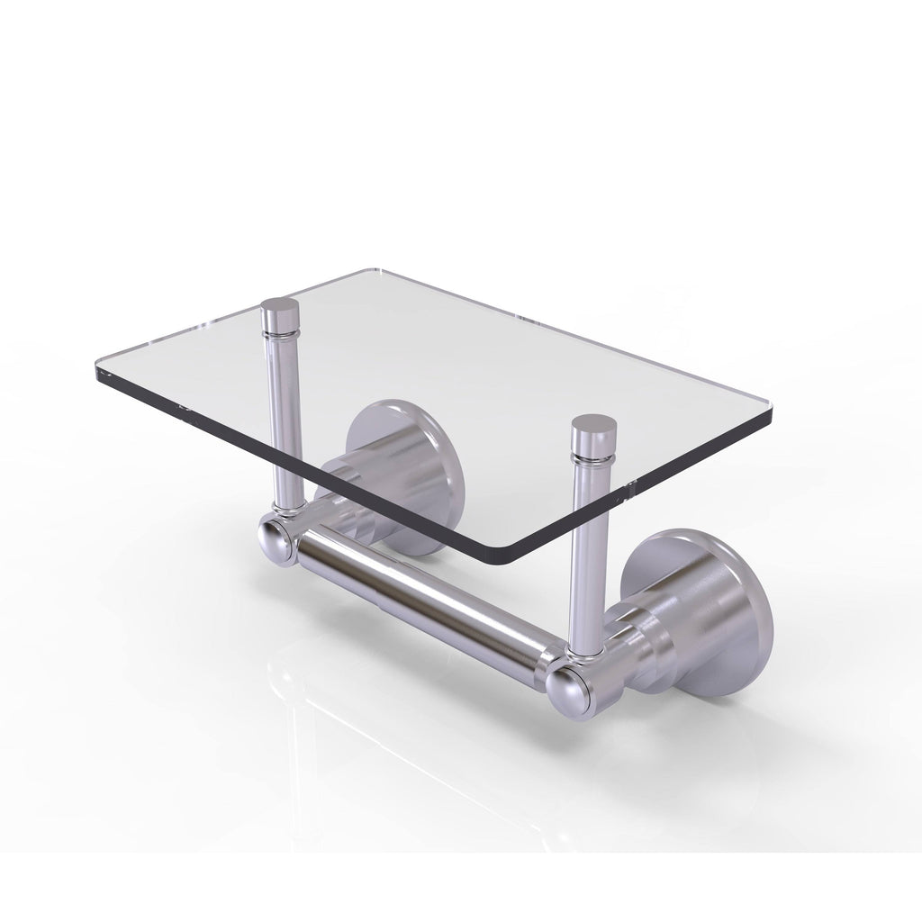 Matte Gray Two Post Toilet Tissue Holder with Glass Shelf P825198