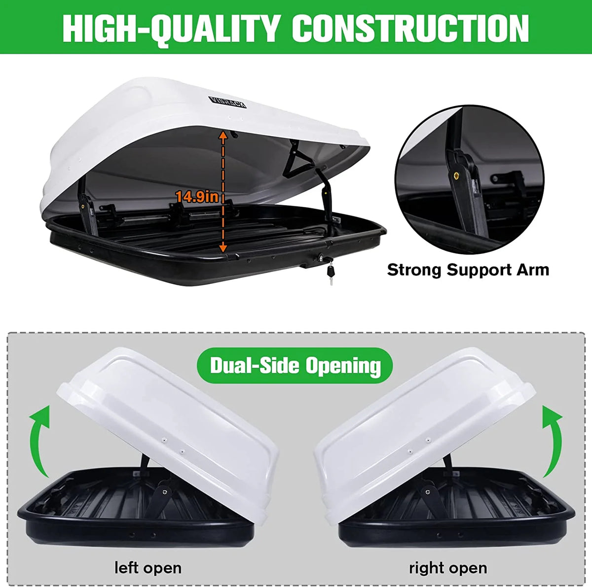 White 14 Cubic Feet Hard Shell Rooftop Cargo Box A971