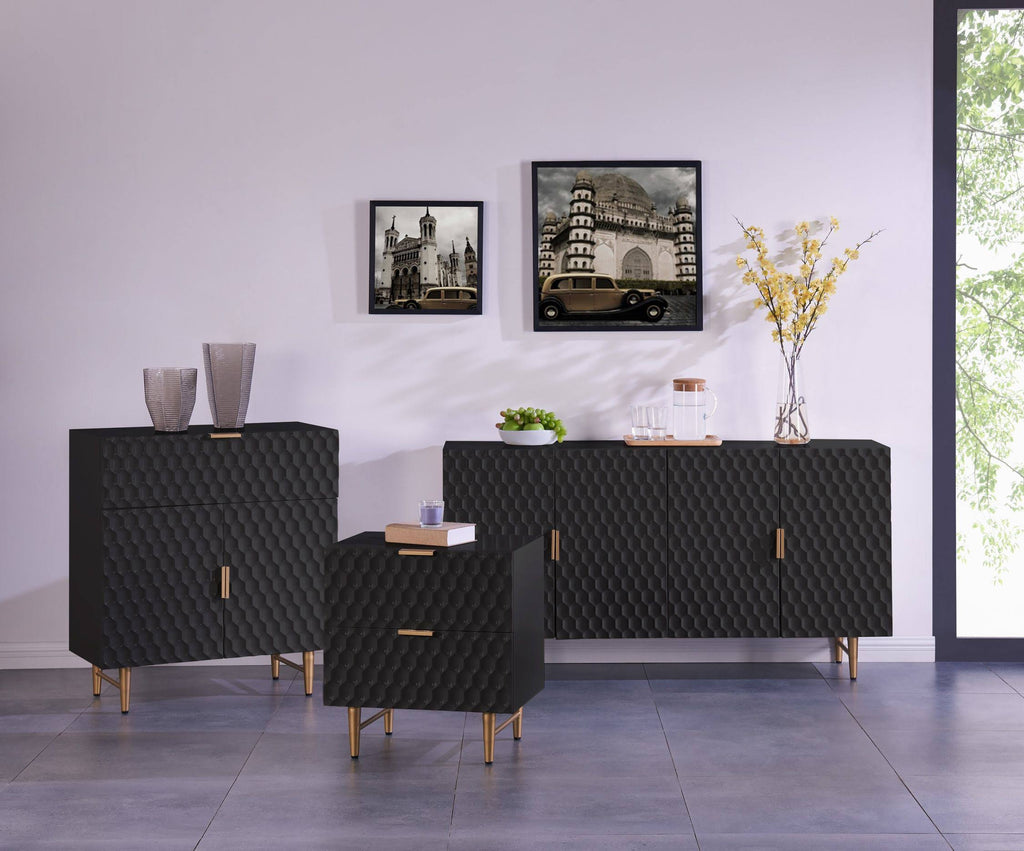 Glossy Black 1-Drawer Small Cabinet B322