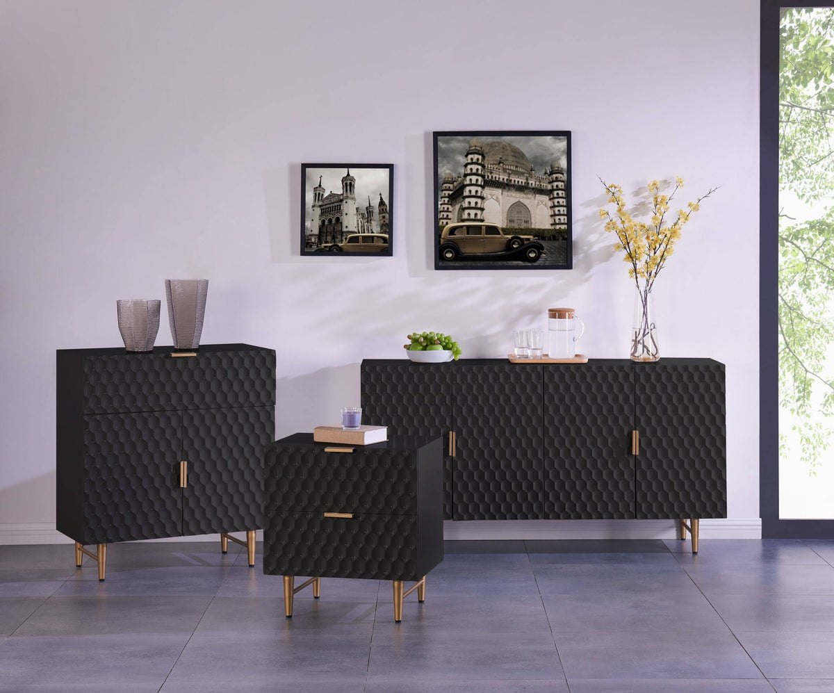 Glossy Black 1-Drawer Small Cabinet B322